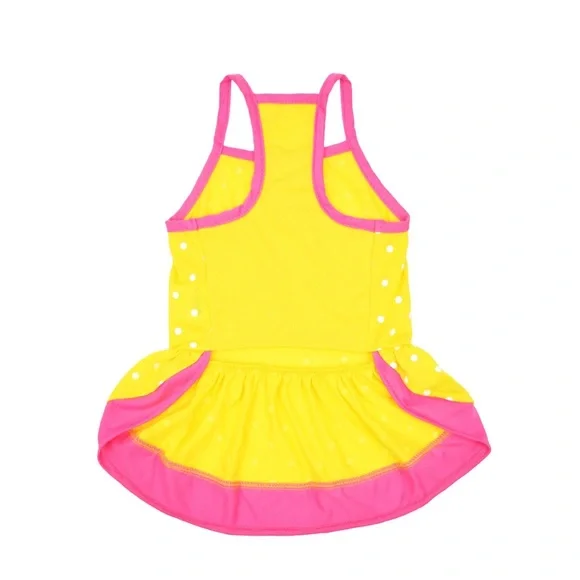 NWT Vibrant Life Dog Dress, Yellow Pink White Polka Dot, XSmall up to 10 pounds - Picture 4 of 6